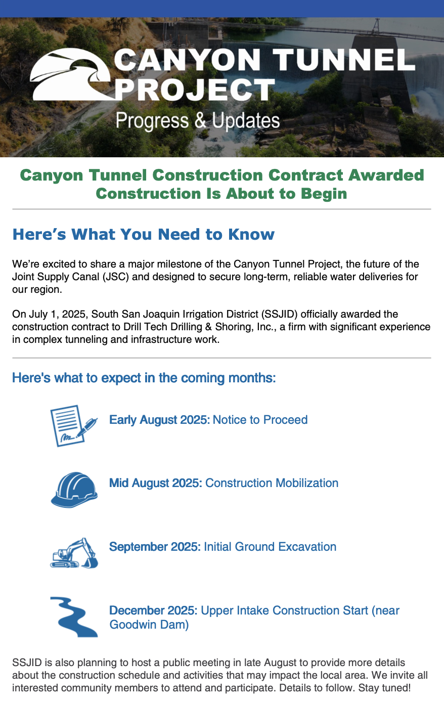 Canyon Tunnel Project Construction About to Begin E-Blast Preview